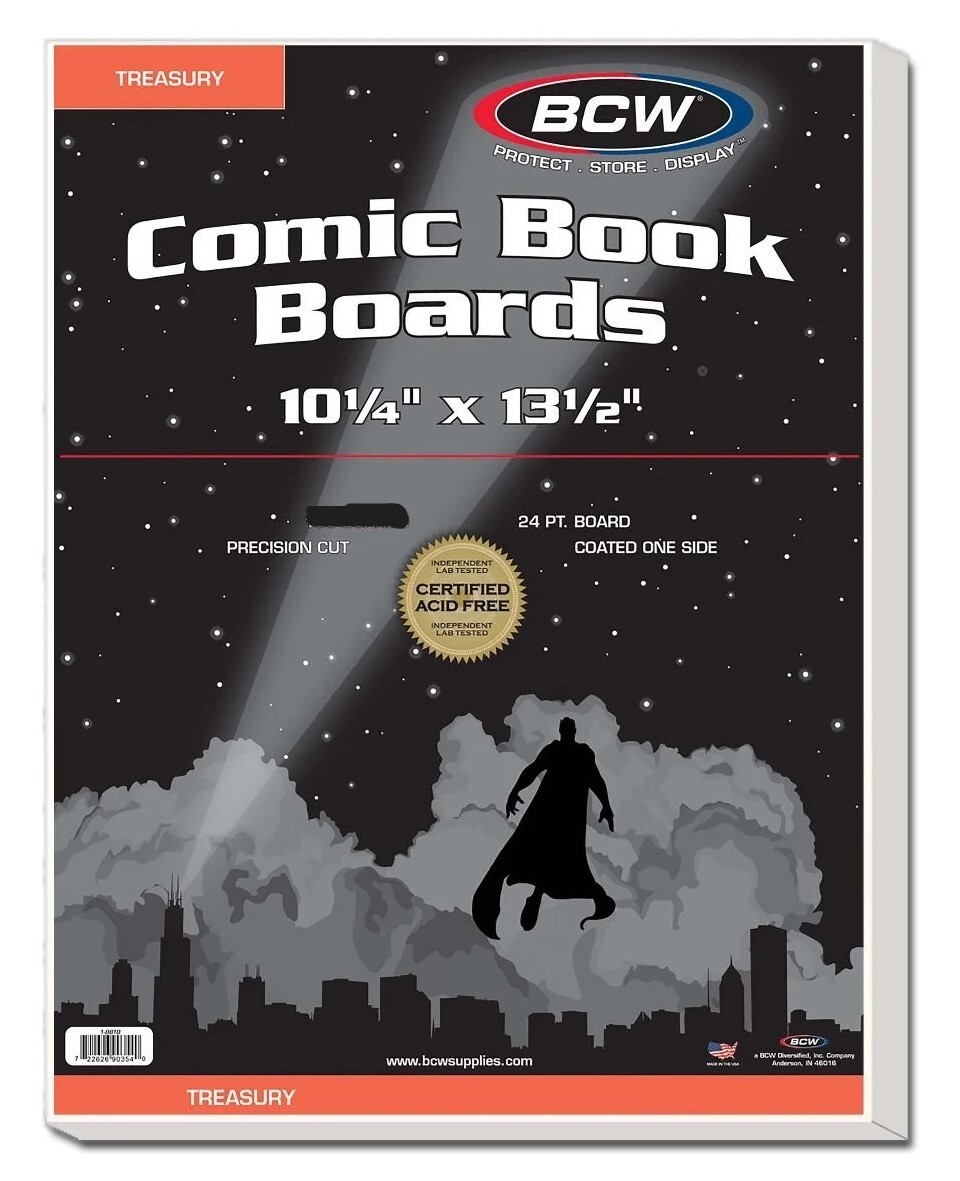 New (100 ct) BCW Treasury Comic Book Backing Boards- 10 ¼" x 13 ½"  Acid Free