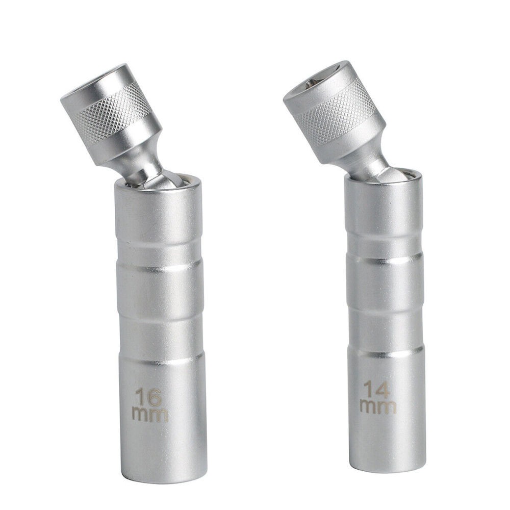 14mm & 16mm Thin Wall Magnetic Swivel Spark Plug Socket 12-Point Removal Tool