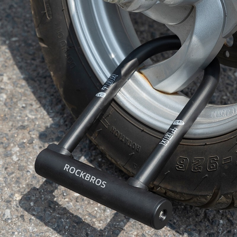 ROCKBROS Bicycle U-lock Steel Carbon Bike Lock Anti Theft w/ 2 keys Black Lock