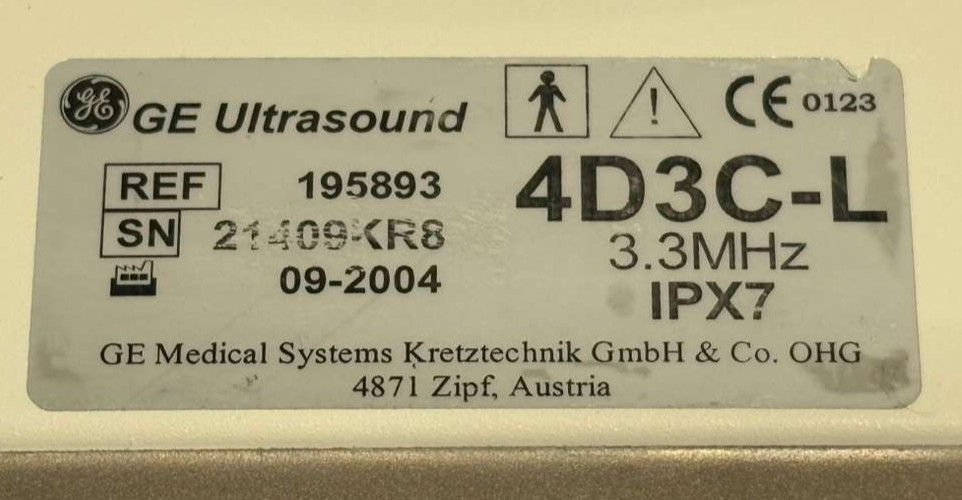GE Medical Systems 4D3C-L Convex Array Ultrasound Transducer Probe Part 195893
