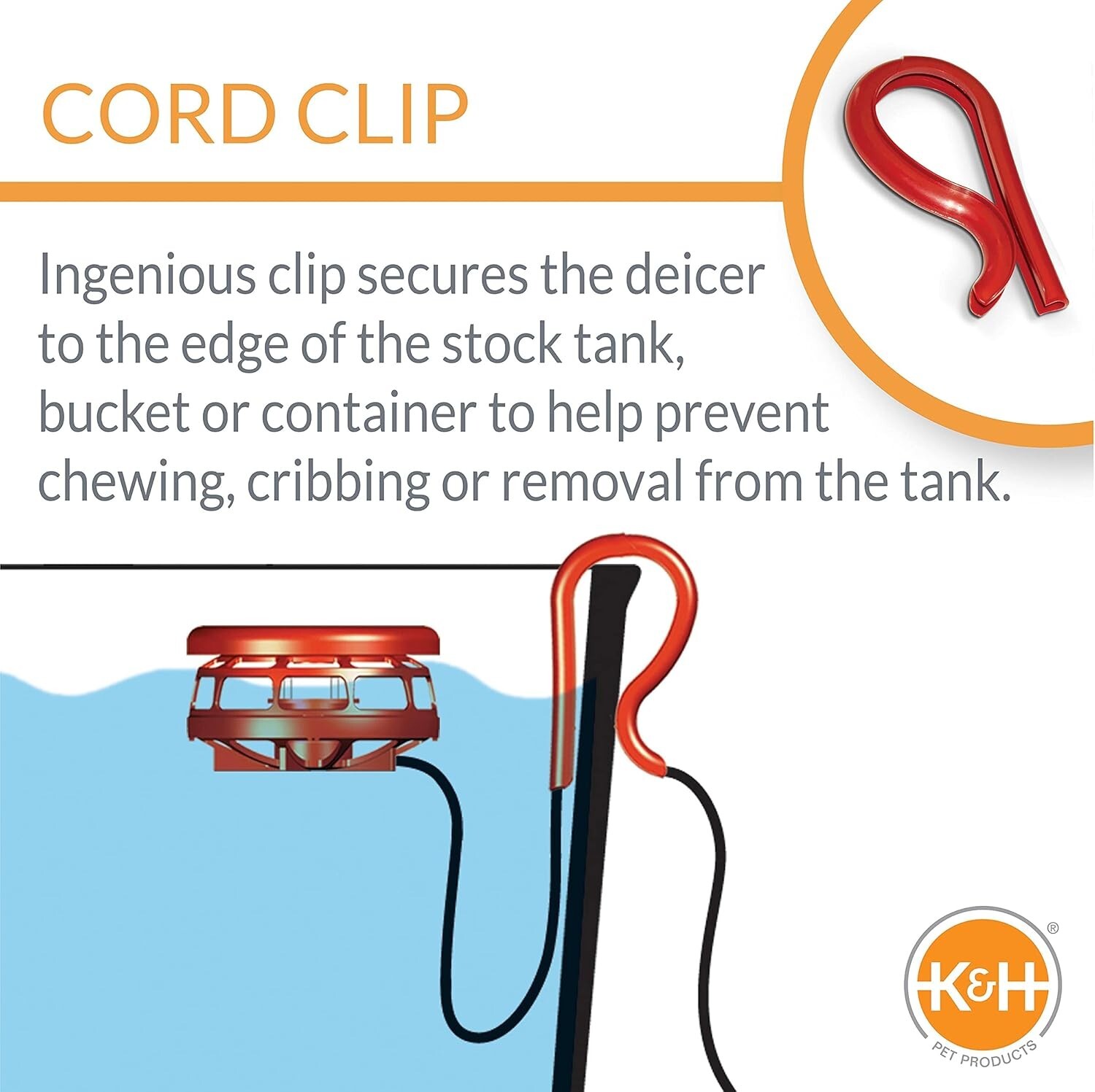 Ultimate Stock Tank Deicer w/ Cord Clip, Water Trough Heater for Horses, Catt...