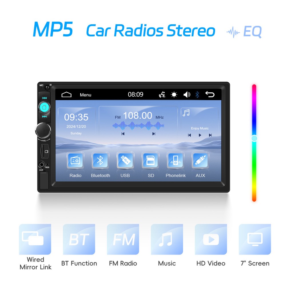 7" Double 2Din Car Stereo Radio Touch Screen Bluetooth FM Mirror link MP5 Player