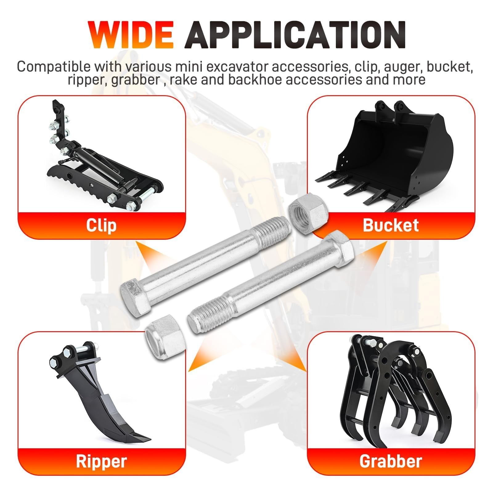 6Pcs 25mm Diamater Pins For Mini Excavator Connecting Linkage Pin Attachments