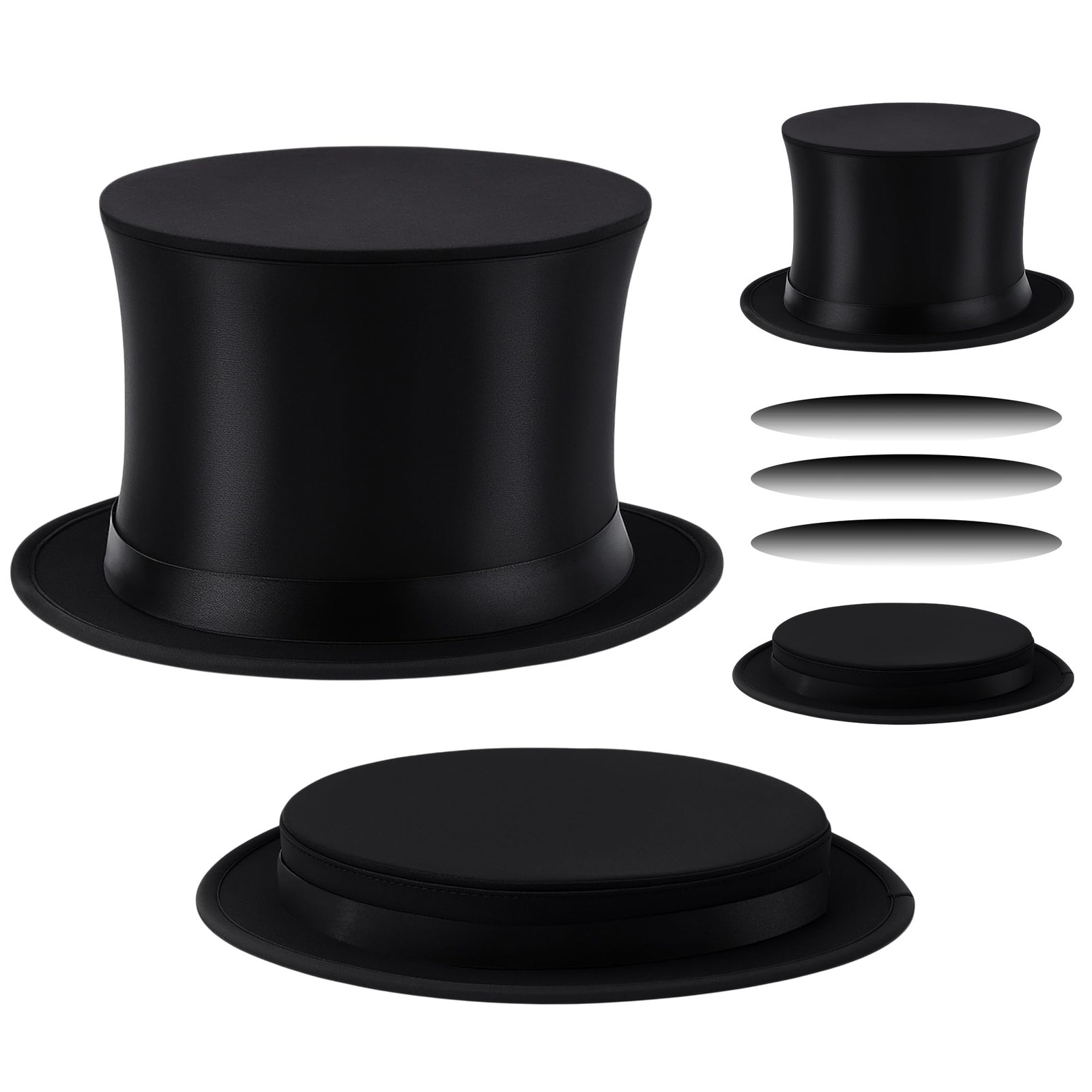 Magician Collapsible Top Hat Costume Black Top Magic Folding Hat for Men Wome...