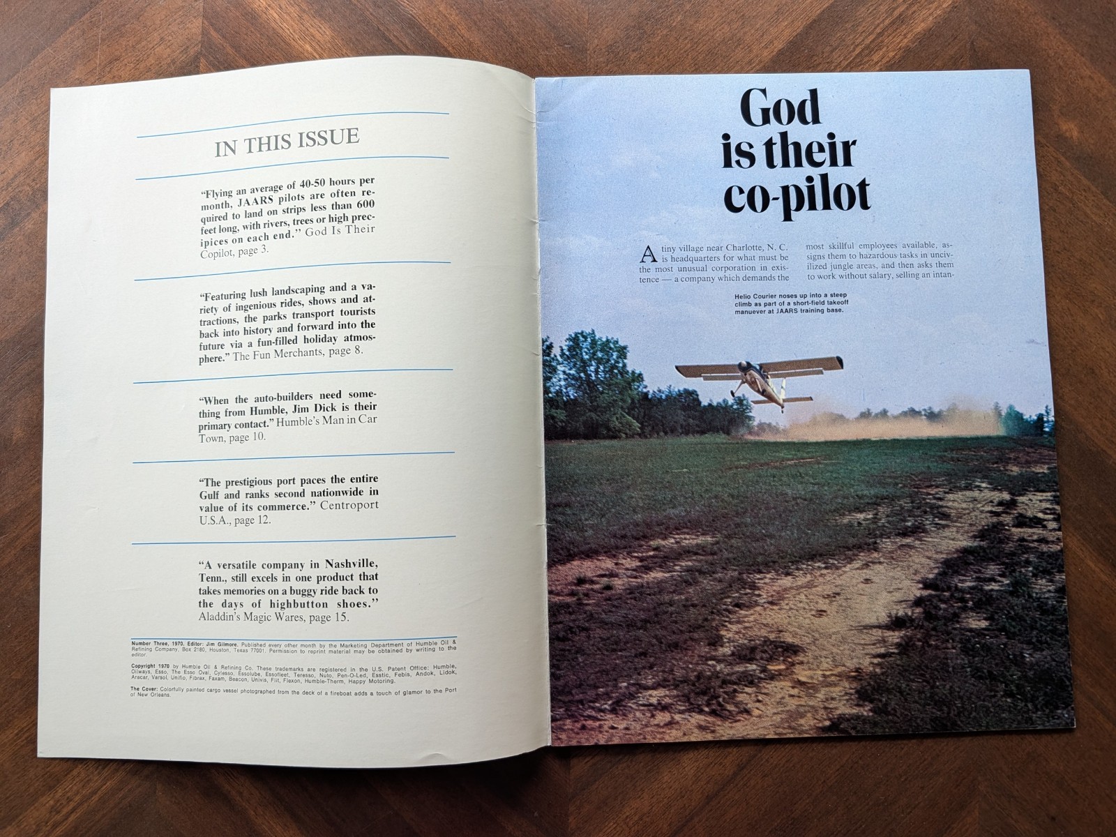 Vintage 1970 Oilways Esso Magazine Humble Oil & Refining Company No 3 Feat JAARS