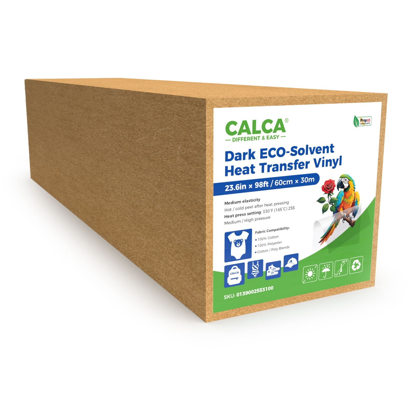 USA 23.6" x 98' Roll Eco-Solvent Printable Heat Transfer Vinyl For Dark T-shirts