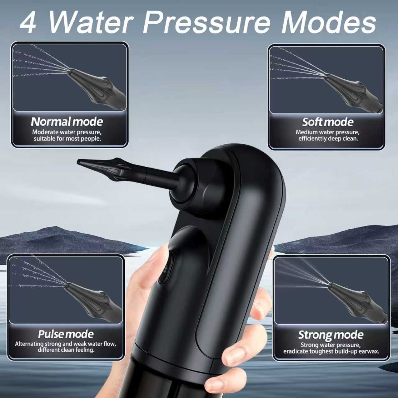 Electric Ear Wax Removal Retractable Water Ear Wax Cleaner Kit 4 Pressure Modes