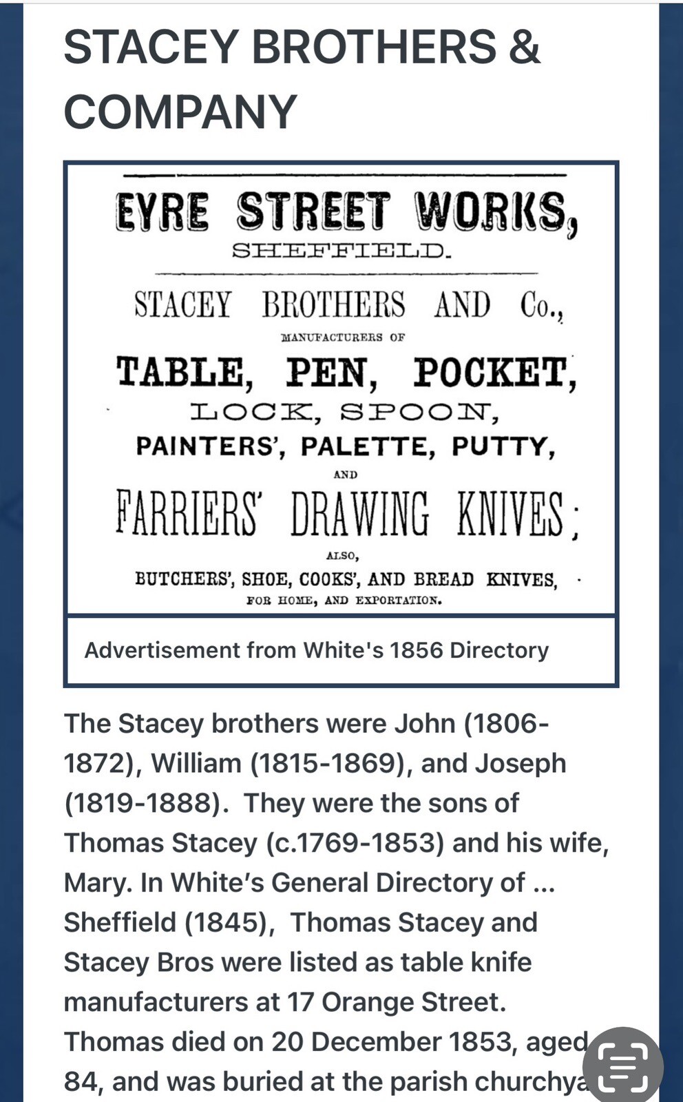 STACEY BROTHERS - CIVIL WAR ERA SHEFFIELD 1800’S - CUT DOWN KNIFE - ANTIQUE