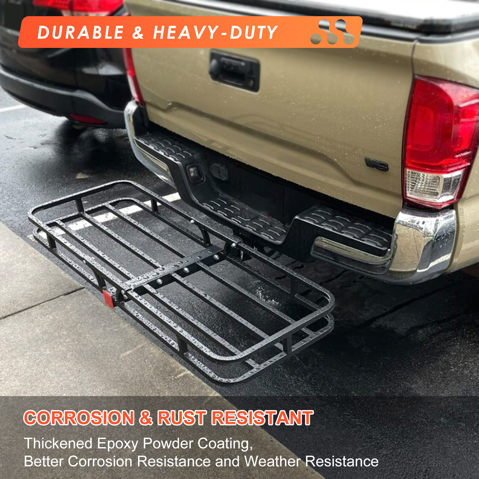 MeeFar Hitch Mount Cargo Carrier 53"x19"x5.5" Tail Basket & Waterproof Bag Combo