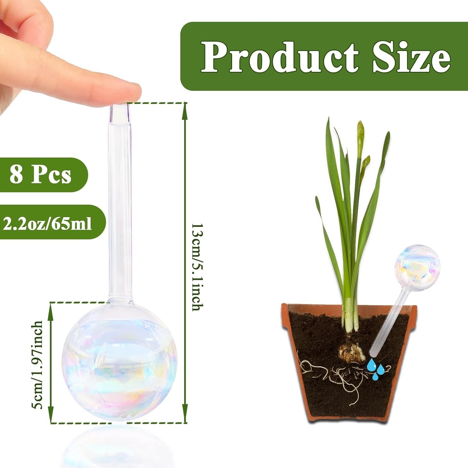 8Pcs Glass Self Watering Globes Rainbow Gradient for Plants