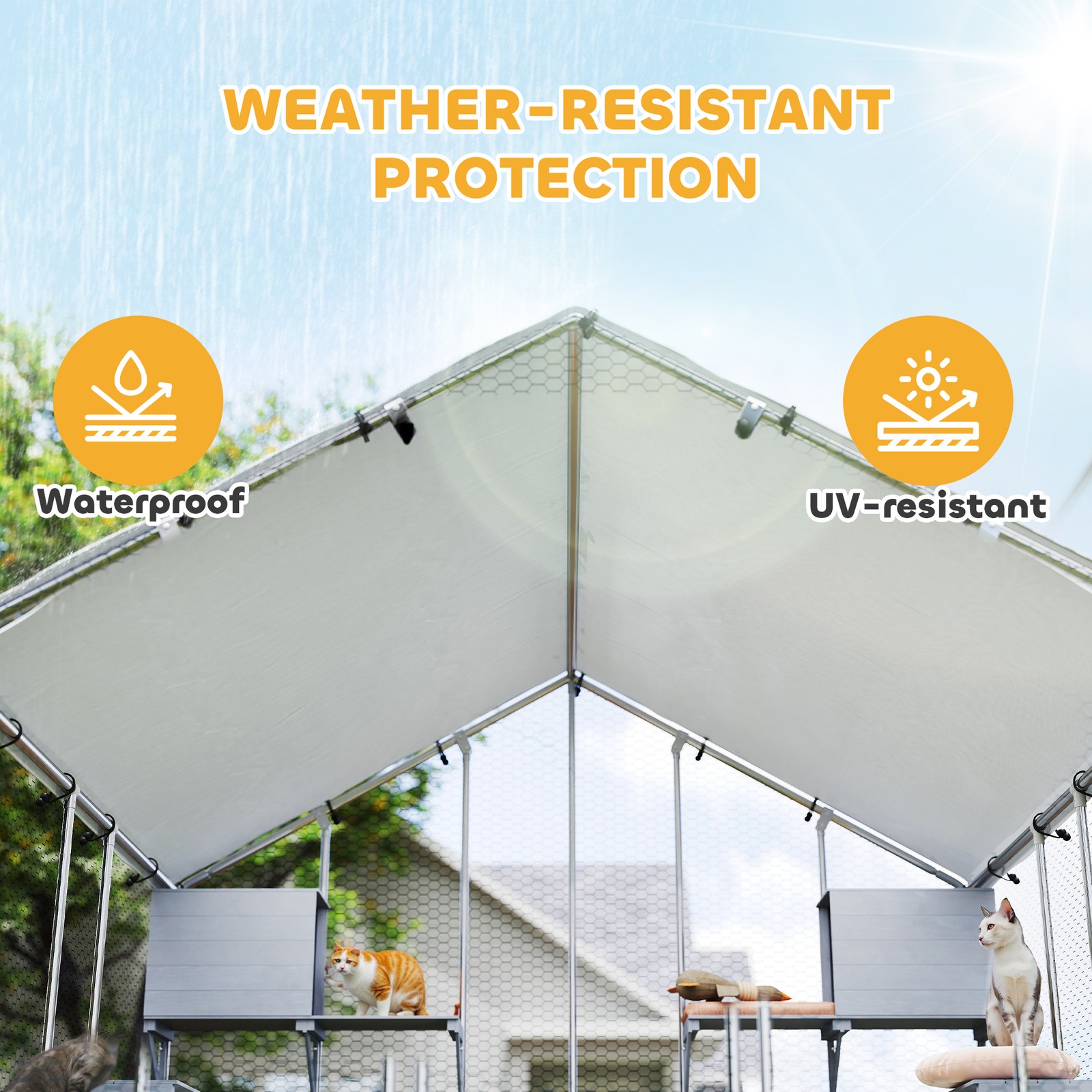 PawHut 94.5" Extra Large Catio Outdoor Cat Enclosure Waterproof Cover UV Protect