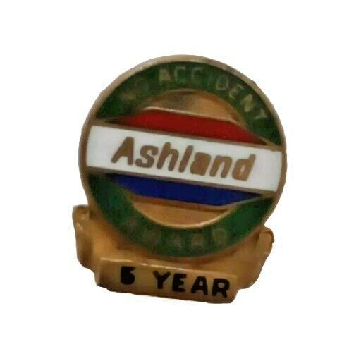 Vtg Ashland Oil 5YR Employee Service No Accident Award Lapel Tack Hat Pin EUC