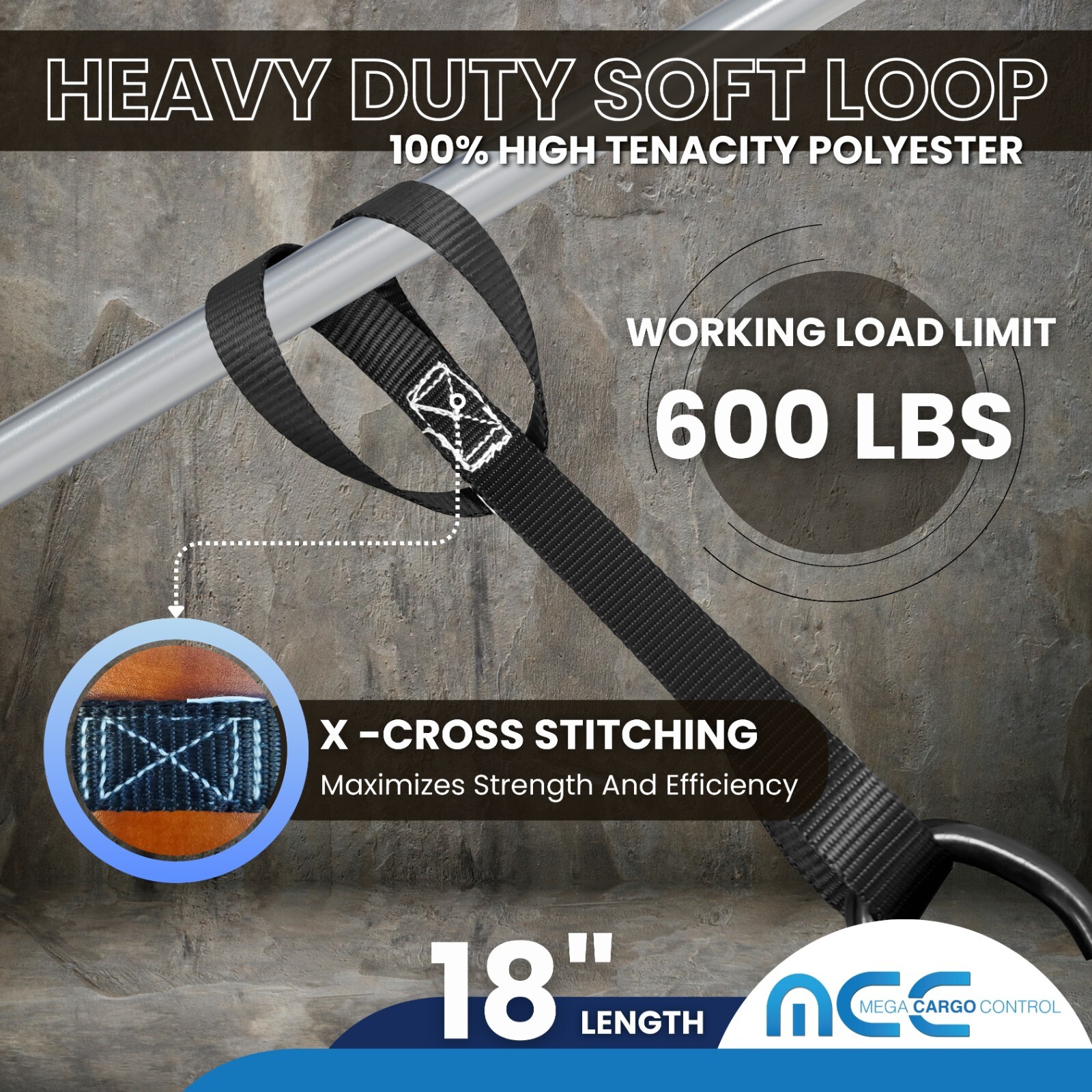 USA 6 Pack Heavy Duty 18" Soft Loop Tie Down Strap Motorcycle Dirt-Bike ATV UTV