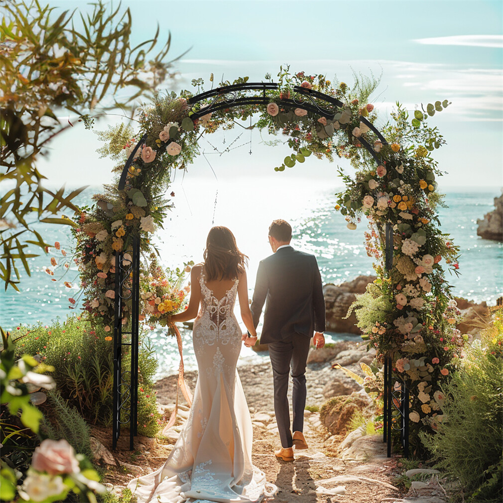 Large Garden Plants Arch Trellis Heavy Duty Metal Wedding Ceremony Arch 85 Inch