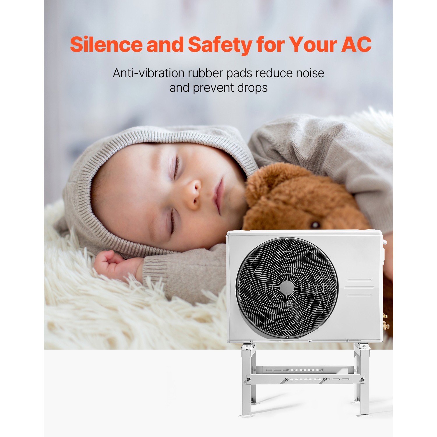 Mini Split Ground Stand Adjustable Anti Vibration for 9000-60000 BTU