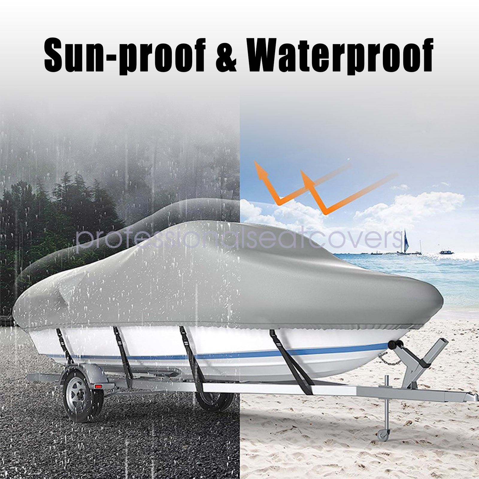 Waterproof Boat Cover Fishing Ski V-Hull Runabouts Dust UV Resistant 20' 21' 22'
