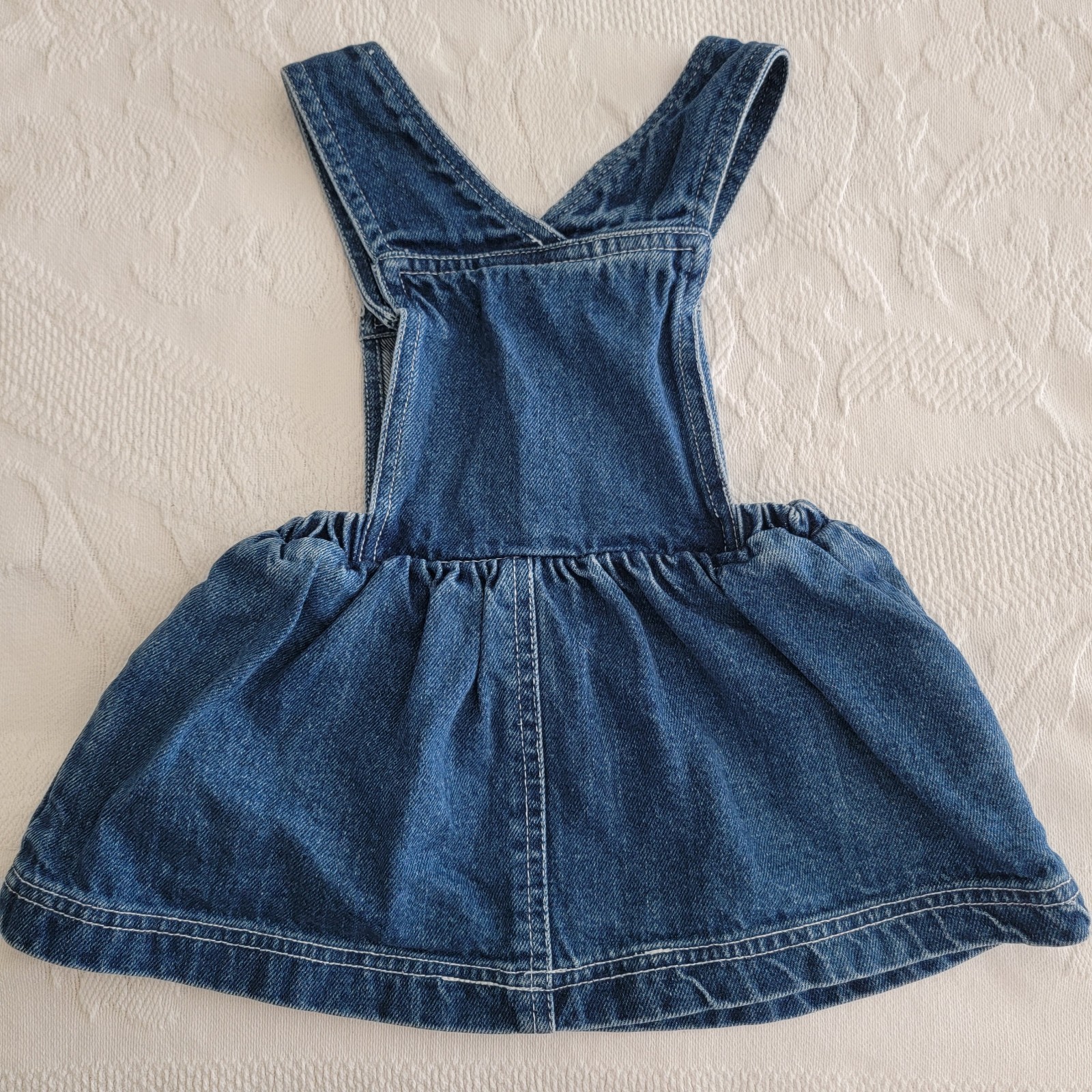 Vintage Baby Mickey & Co Minnie Mouse Embroidered Denim Jumper Dress Size 18 mo