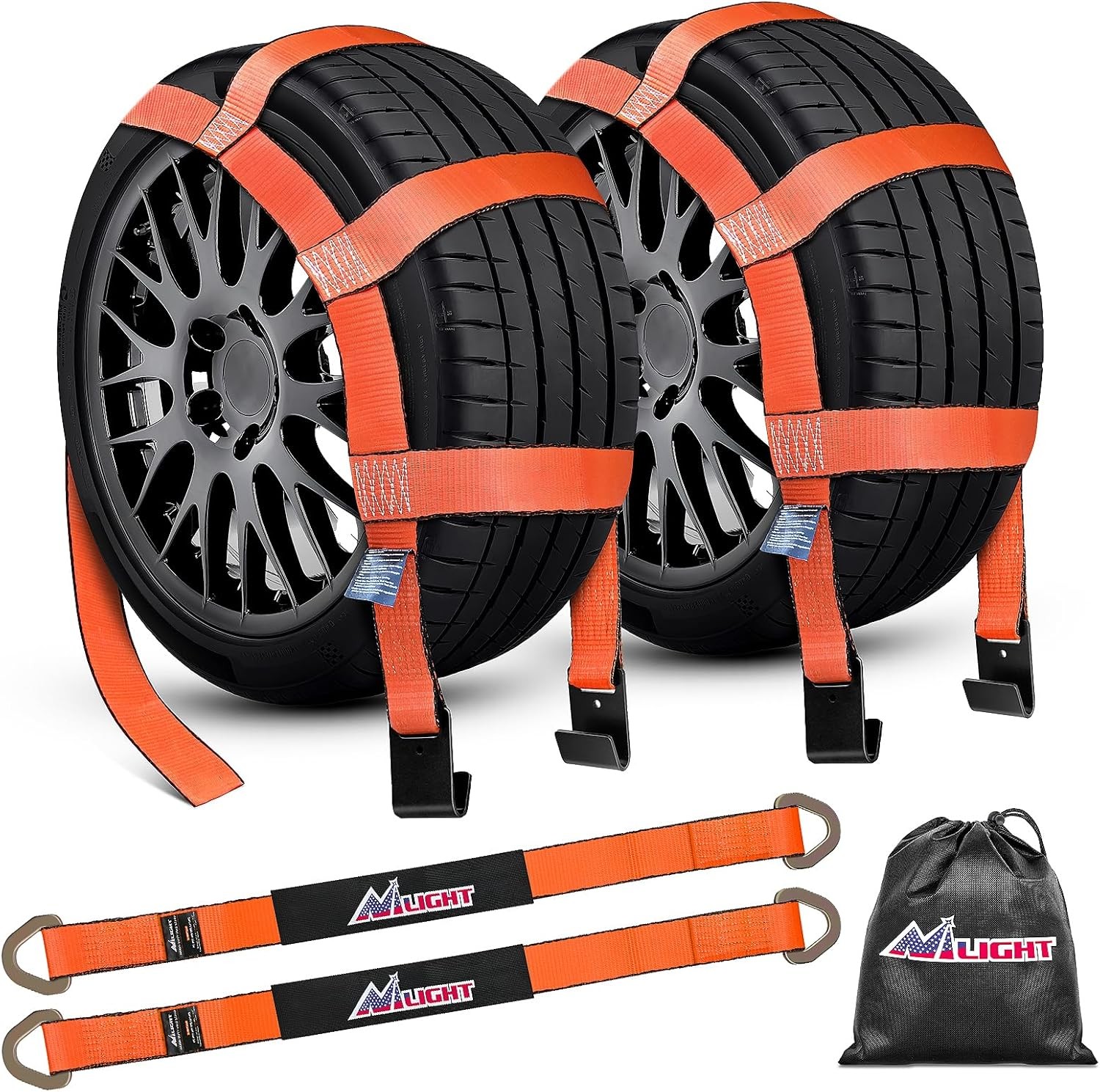 Nilight Tow Dolly Basket Straps with Flat Hook for 14”-19” Tires Car Heavy Duty