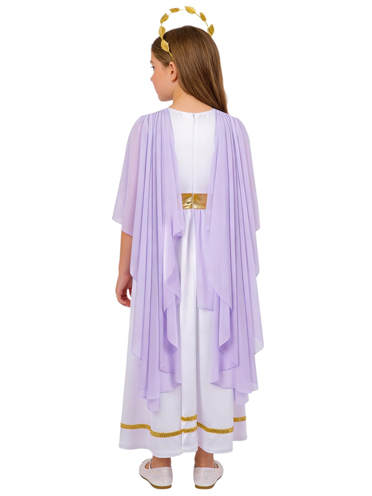 Girls Ancient Greek Toga Costume Halloween Cosplay Flowy Rome Grecian Princess