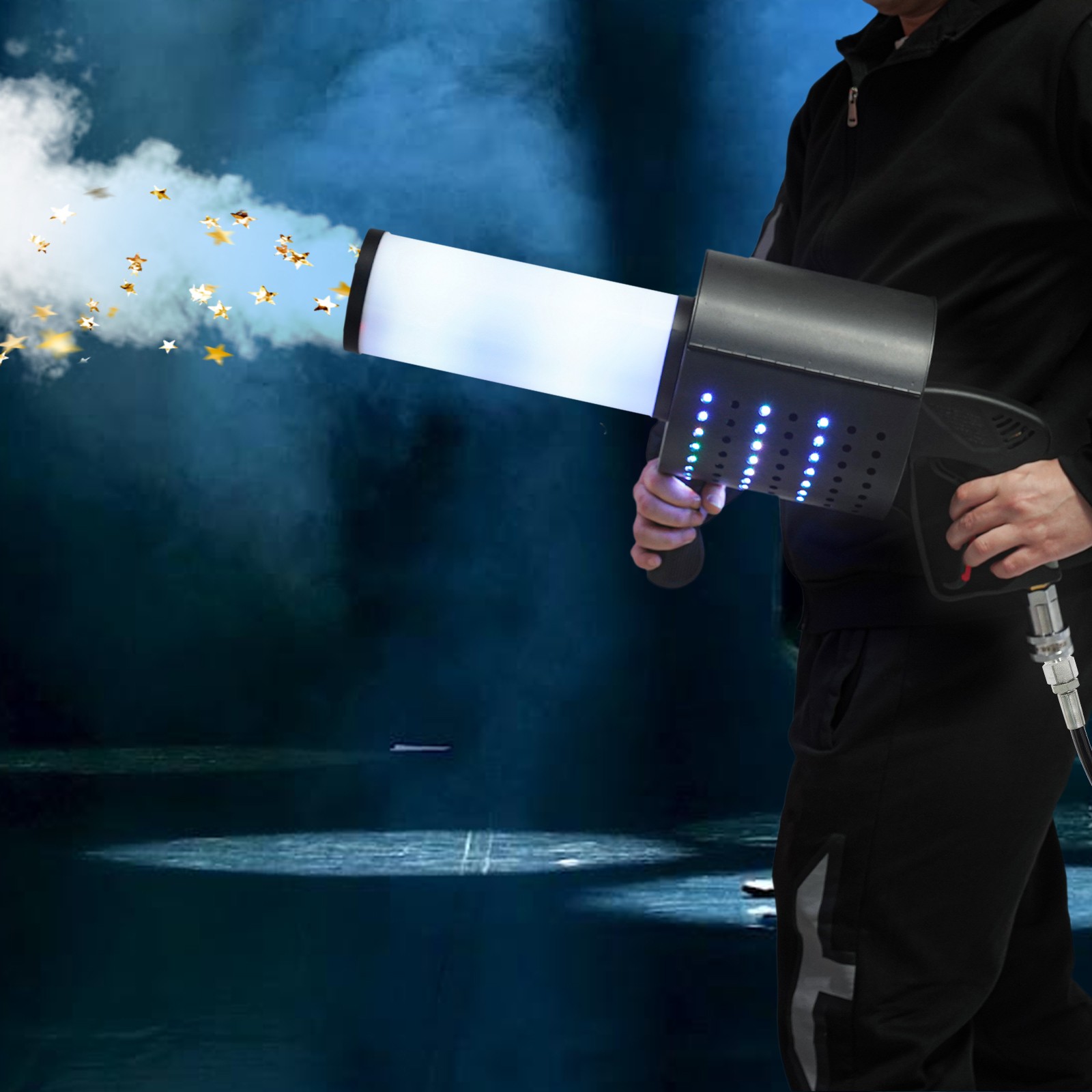 Handheld CO2 Jet machine Cannon Fogger RGB Smoke Gun LED CO2 Gun Stage Effect