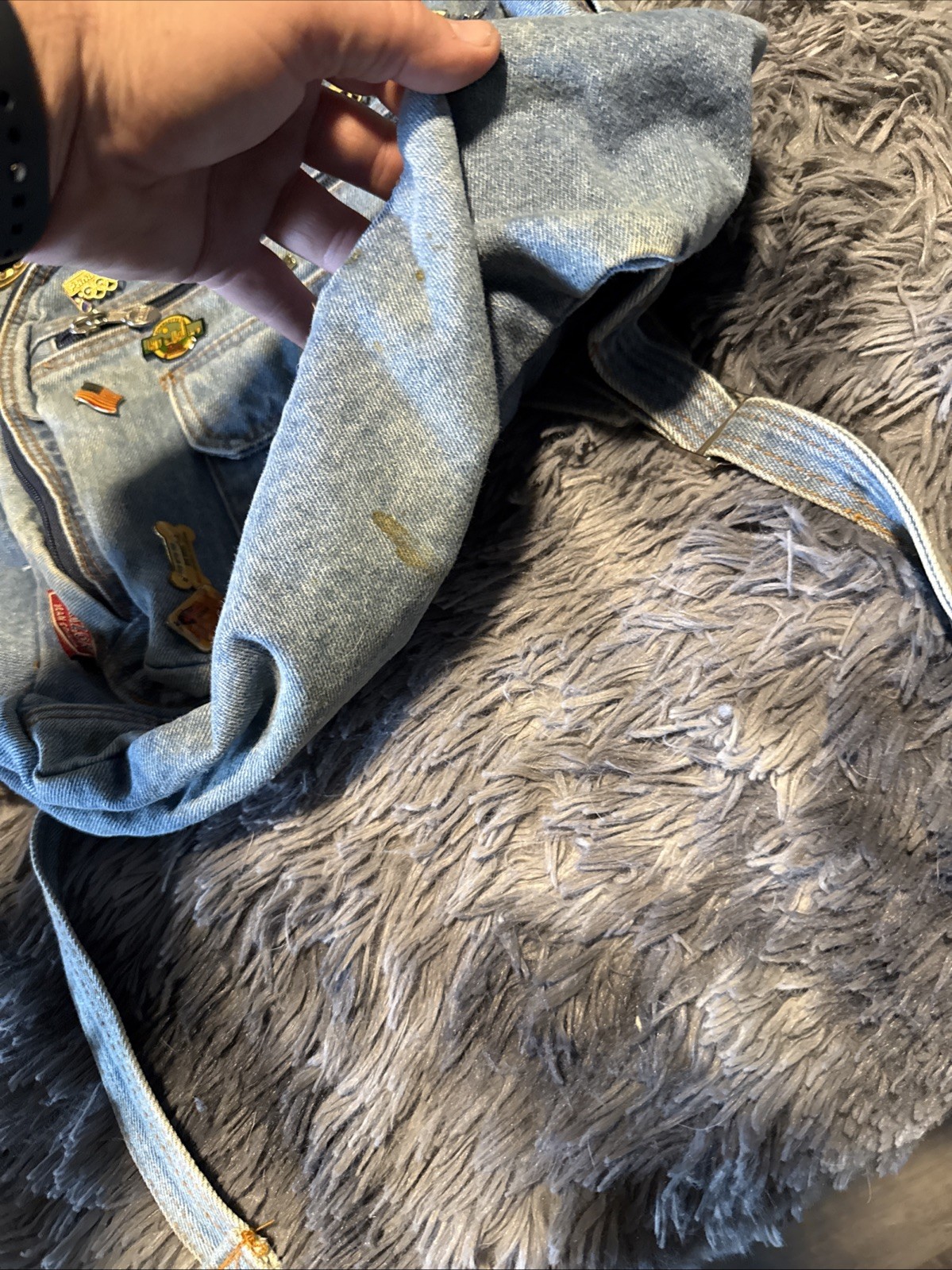 Vintage arizona denim back pack, travel pins, Ama, bush gardens, hog,Air force,