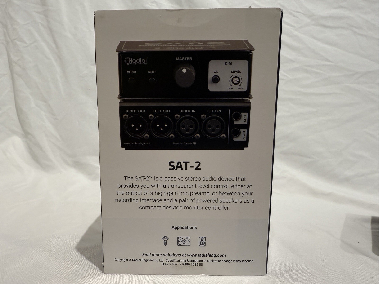Radial Engineering SAT-2 Stereo Monitor Controller and Audio Attenuator w/ Box