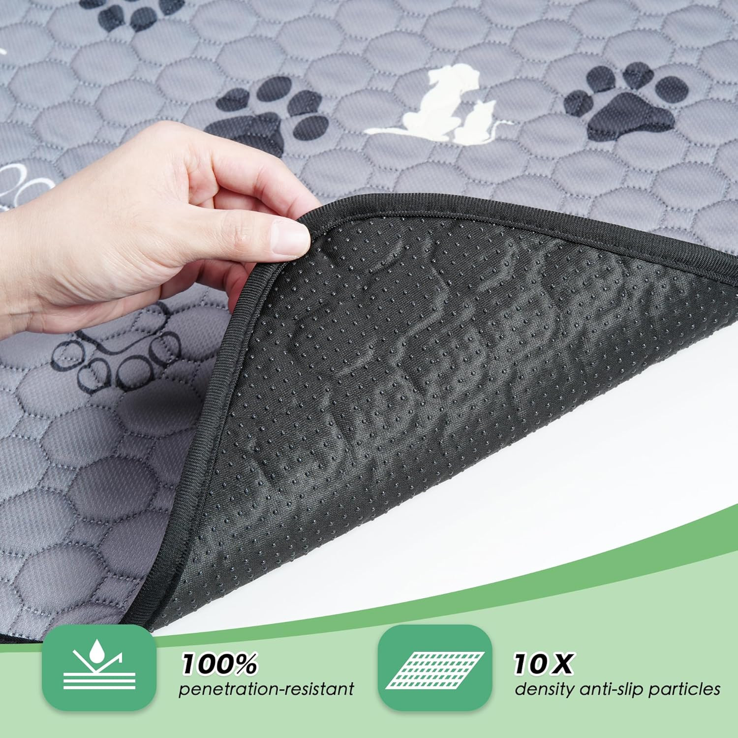 Washable Pee Pads for Dogs, 4 Pack Absorbent Reusable Training Dog Pads Pet Pupp