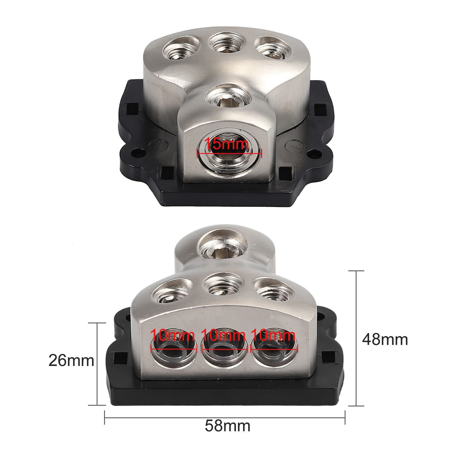 3Way Distribution Block Car Audio-Power Wire Splitter 1*0 Gauge In 3*4 Gauge-Out