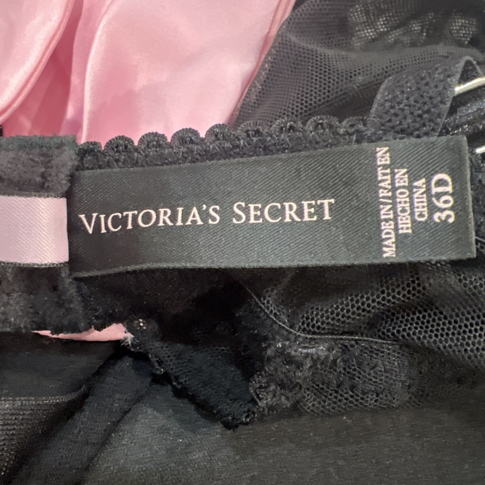 Vintage Y2K Victoria Secret Sexy Little Things Ruffle Bustier Black & Pink 36D