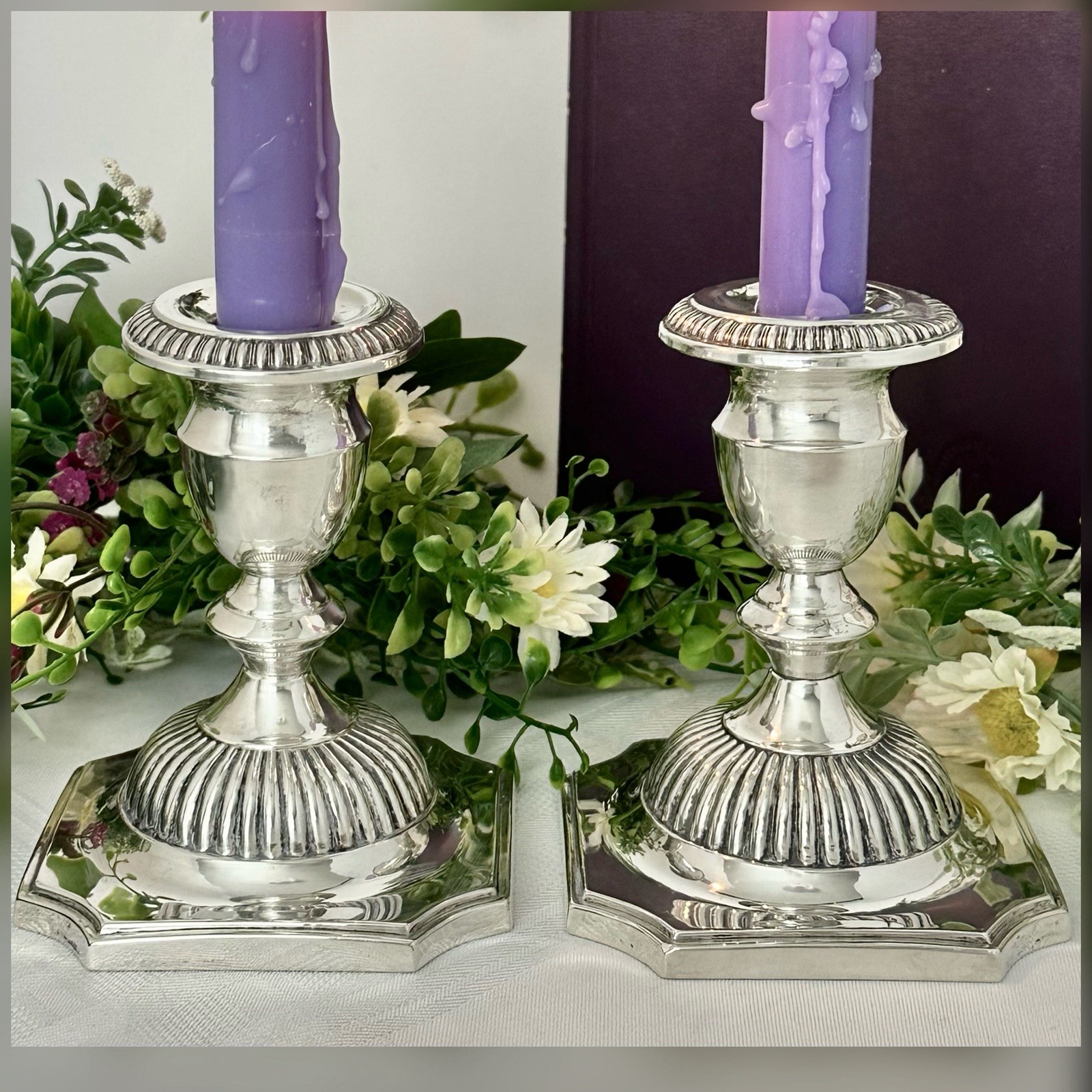 Sterling Hunt Silver Georgian Reproduction Sterling Candlesticks Candle Holders