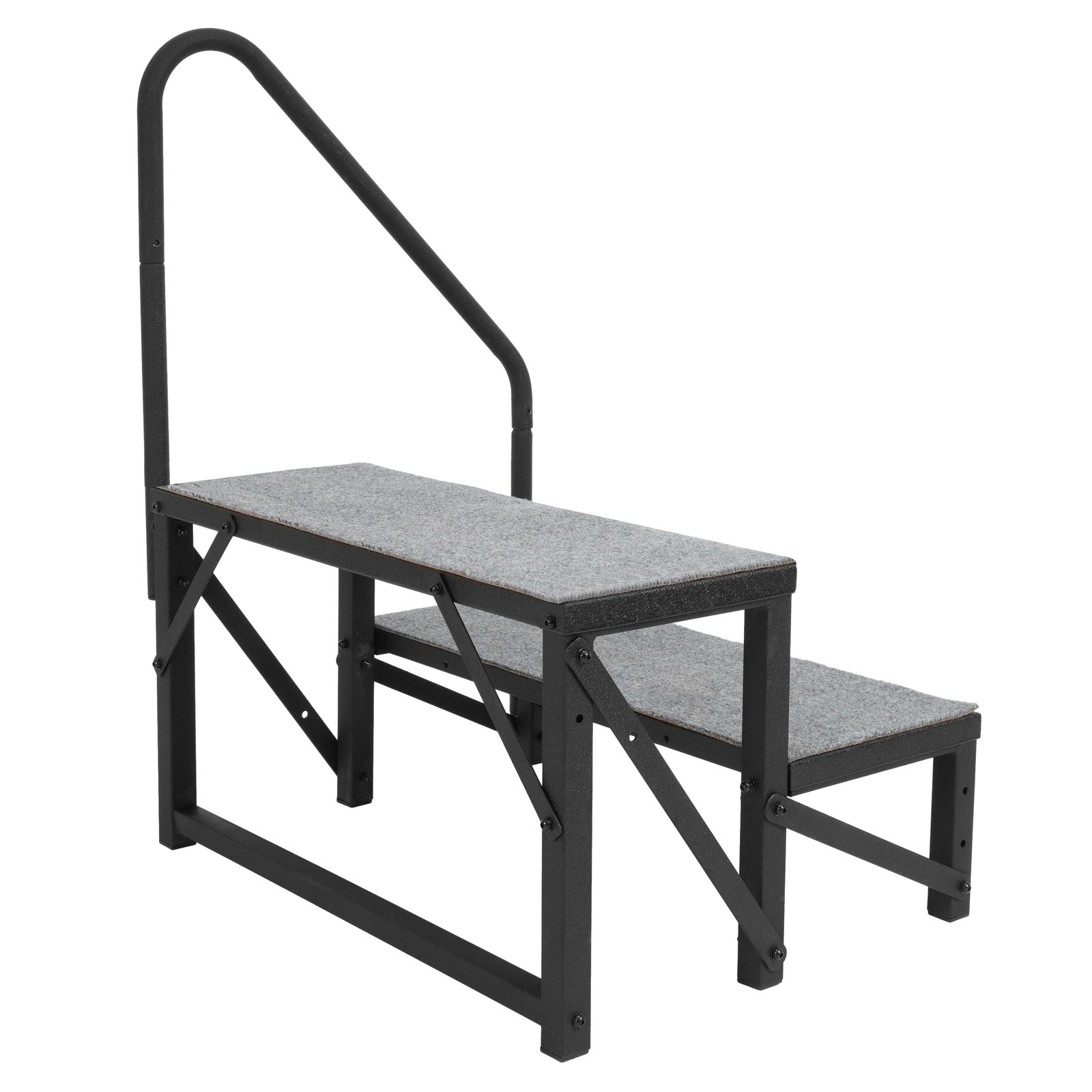 2 Steps Ladder RV Step w/Handrail For Trailer Travel Camper Mobile Home Stairs