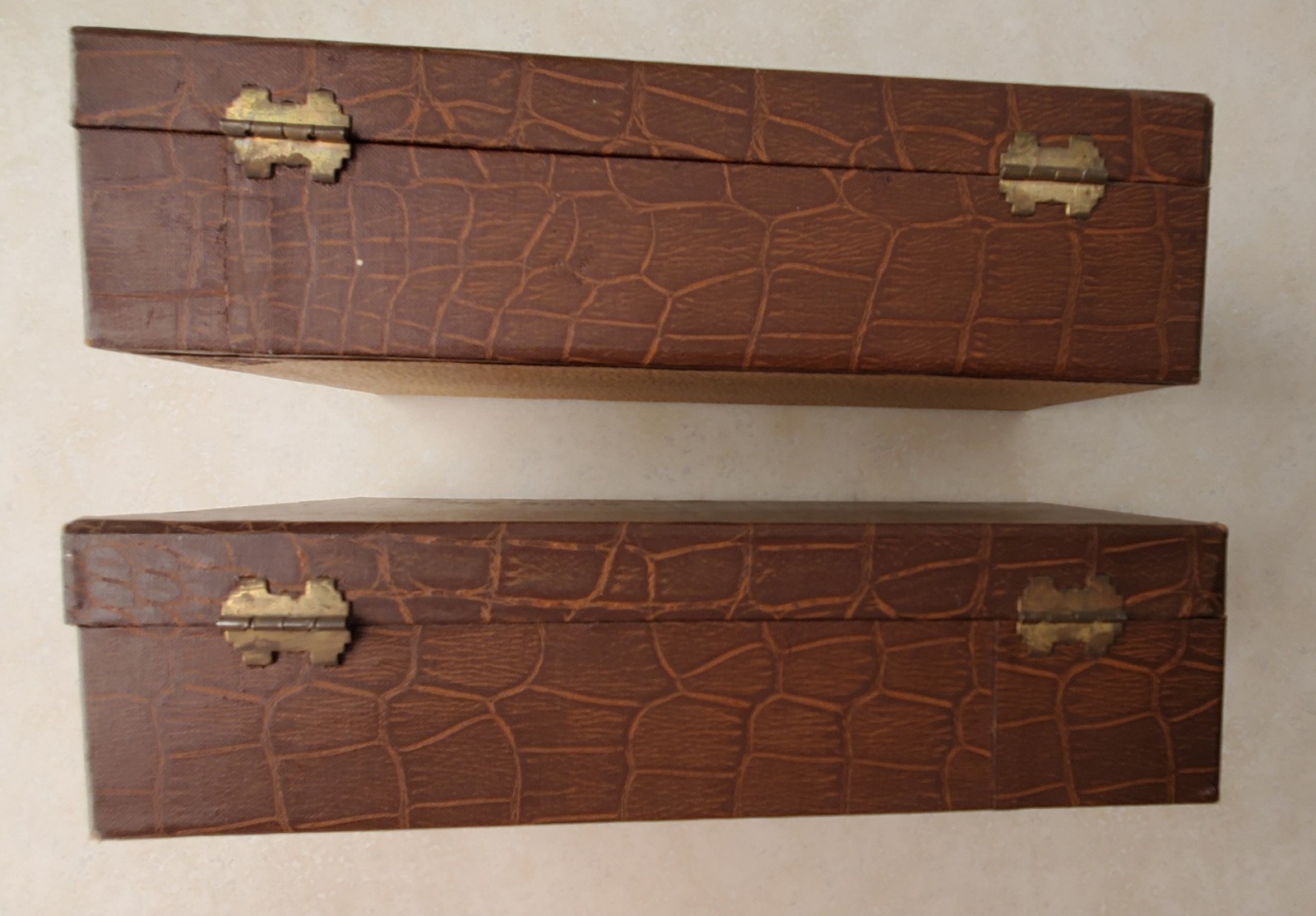 2 Vintage 1950s 35mm Slide File Cases Boxes storage 10 x 6 x 2.75 100 slides ea