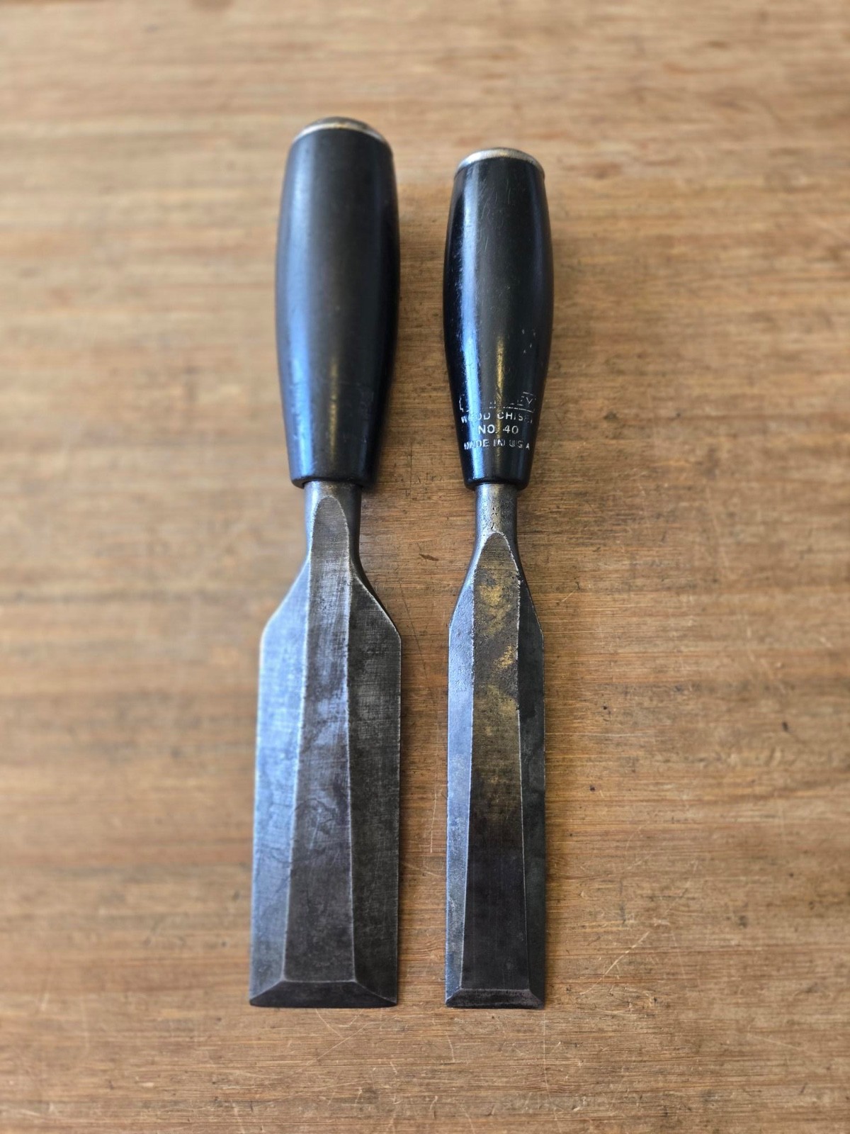 Vintage Stanley Everlasting No.40 Wood Chisel lot x2 -1 inch & 1 1/2 inch