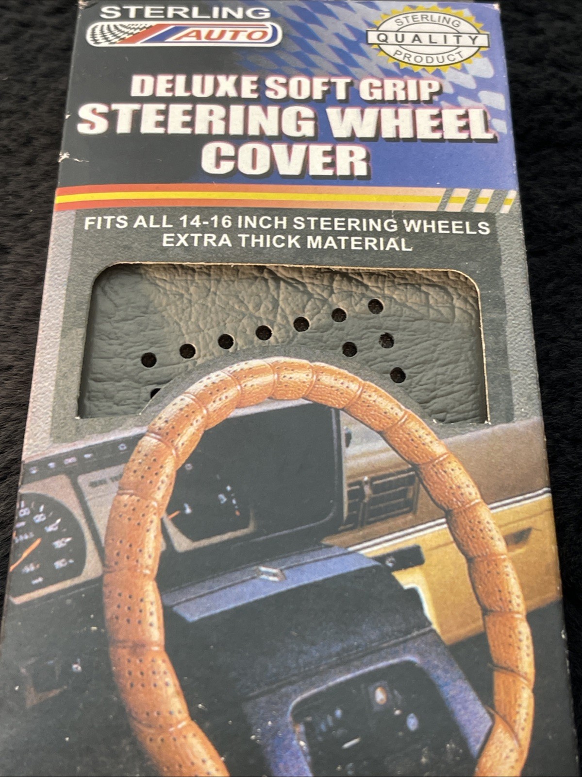 80s Steering Wheel Deluxe Soft Grip Cover Lace Up Gray Vinyl Wrap Leather Look