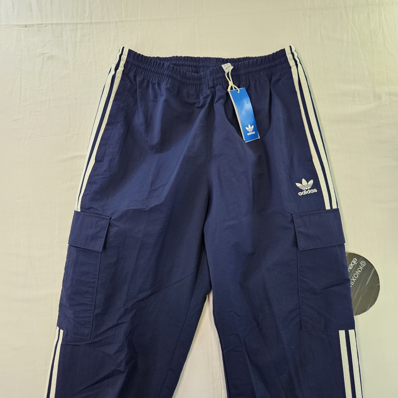 Adidas Originals 3 Stripe Cargo Pants Navy Blue White HR3362 Men's Size Medium