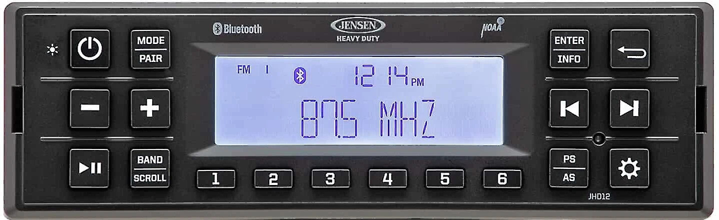 Jensen Heavy Duty JHD12B  Media Reciever AM/FM, Bluetooth, Weatherband