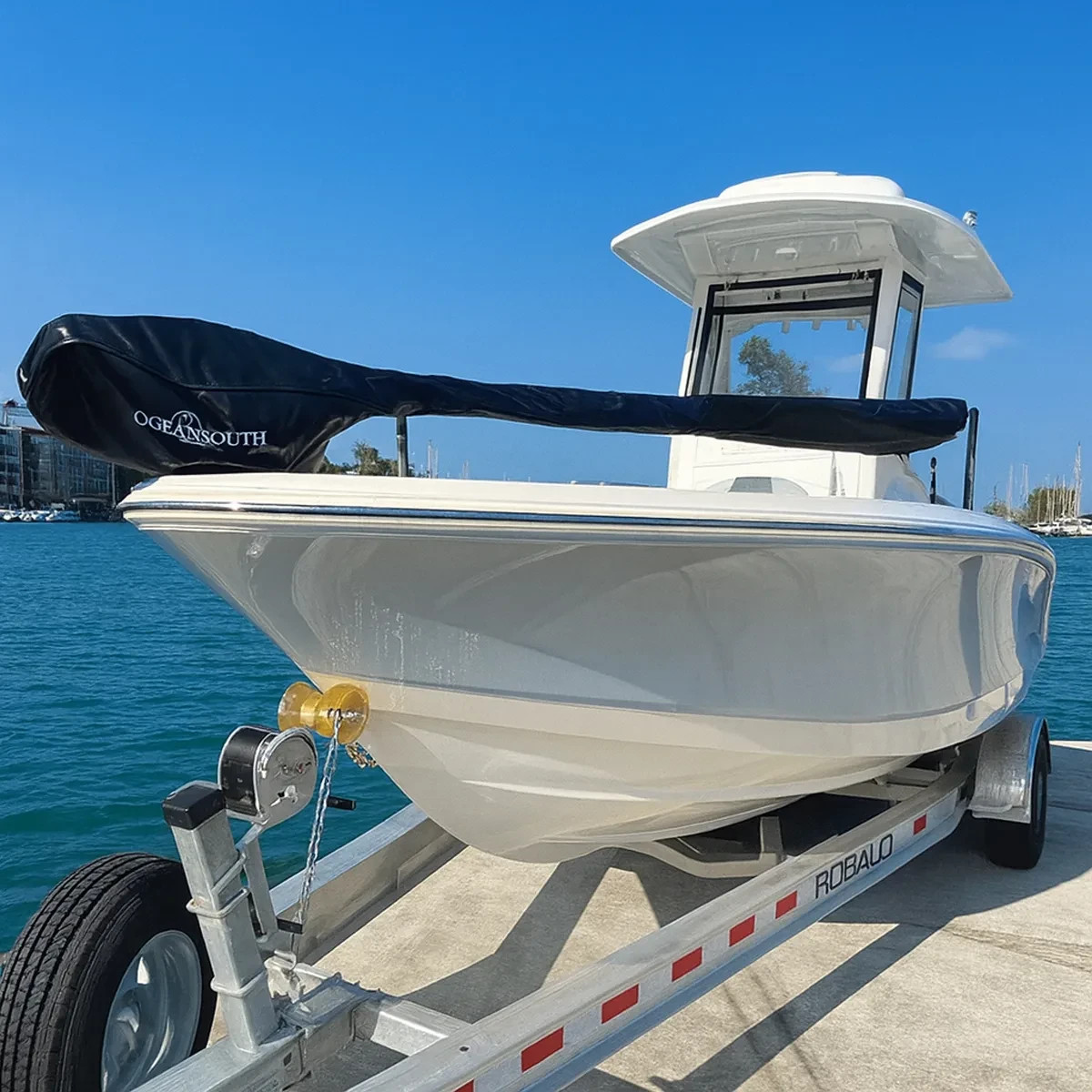 Oceansouth Custom Cover for Garmin trolling Motor (Force Kraken, 90", Black)