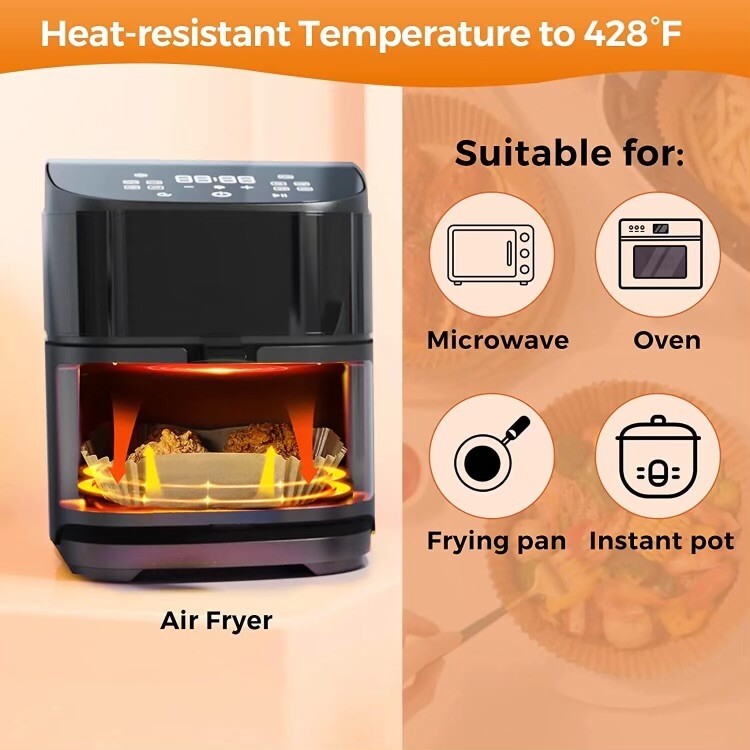 8 IN ROUND SMALL TO MEDIUM 2 TO 5 QUART 100 COUNT HIGH QUALITY AIR FRYER LINERS