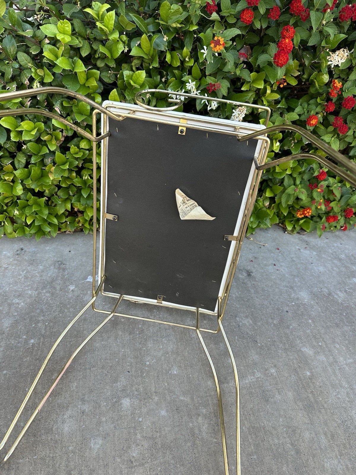 Vanity Bench White Tufted Seat Gold Metal Pearl Wick Vintage Stool