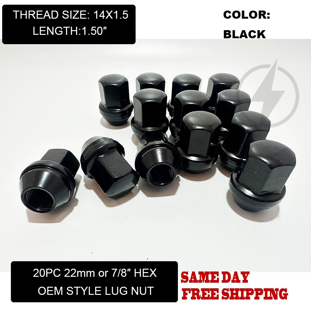 20pc Black 14x1.5 Fits 2011 & Newer Dodge Durango OEM Factory Style Lug Nut