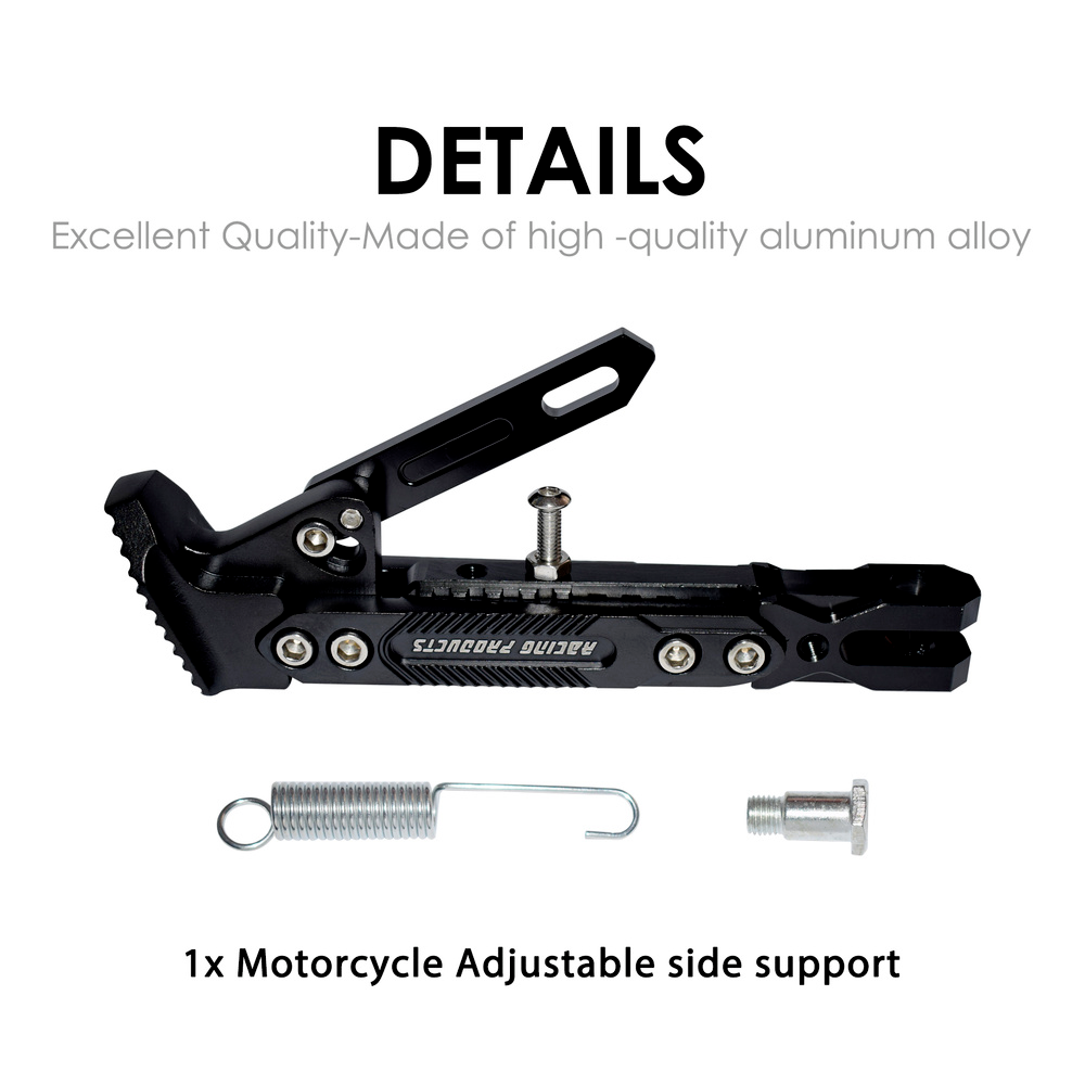 Universal Adjustable Aluminum Alloy Motorcycle Side Stands Kickstand Holder CNC