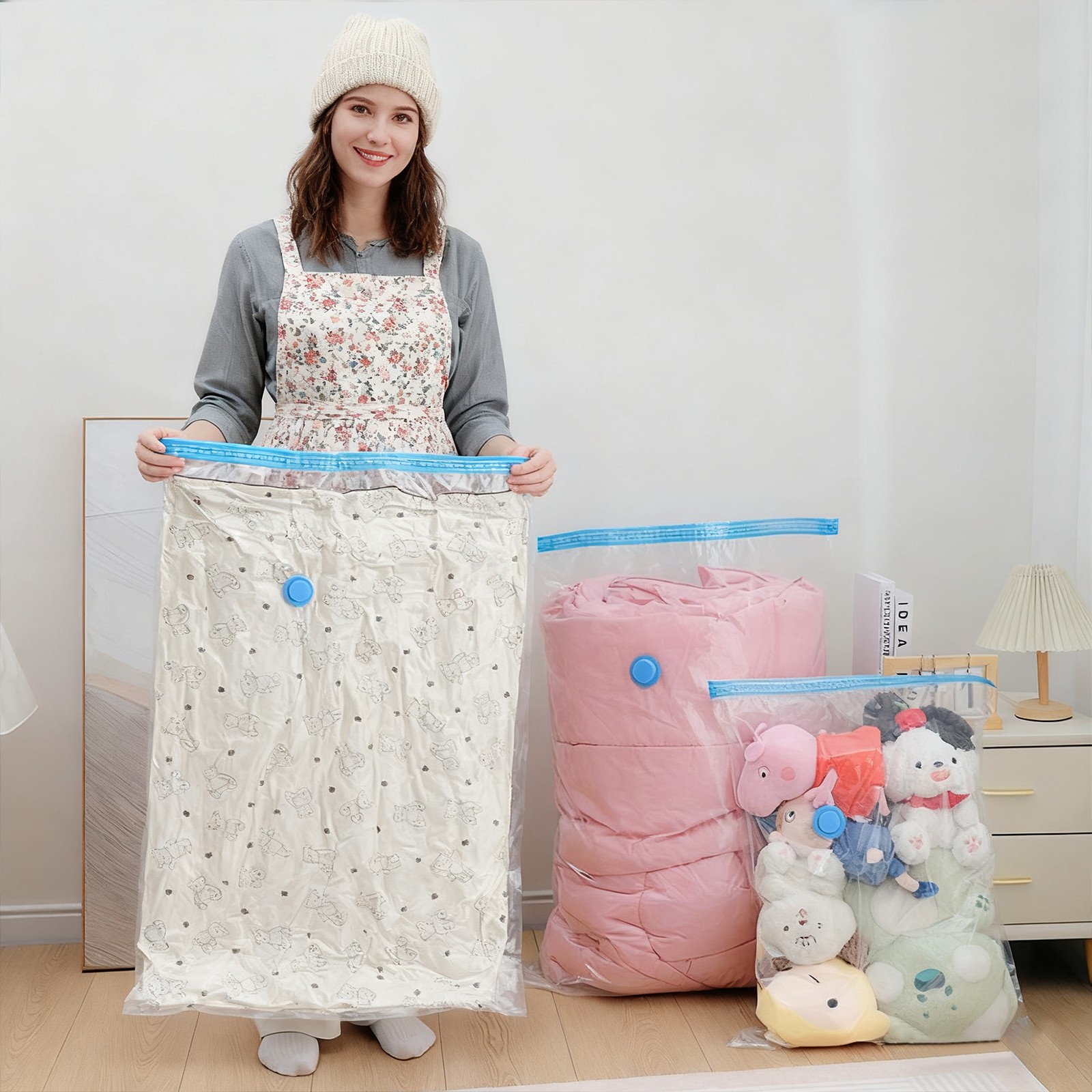 11 Pack Vacuum Storage Bags With Electric Pump 4 Sizes Space Saver For Clothes