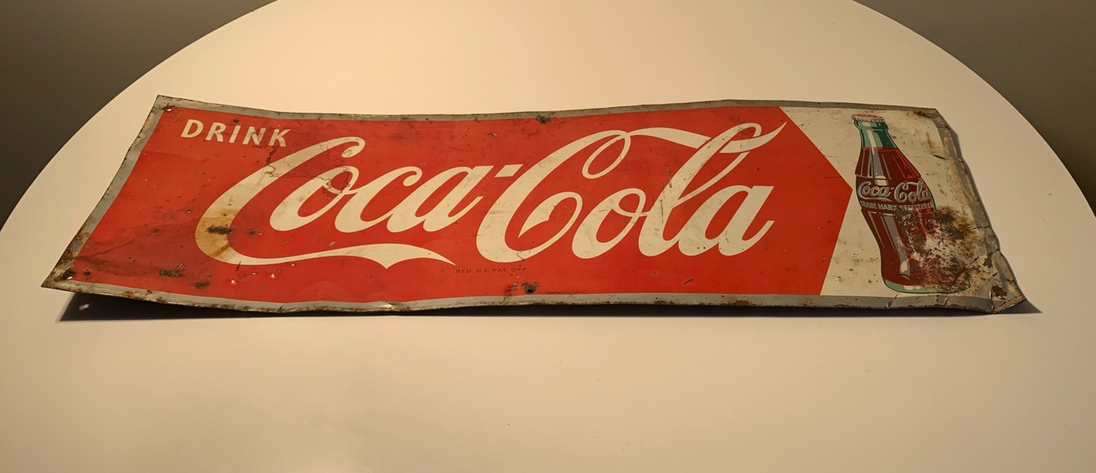 Original Mid Century Vintage Coca Cola Metal Sign Coke Advertising 33.5” X 11.5”