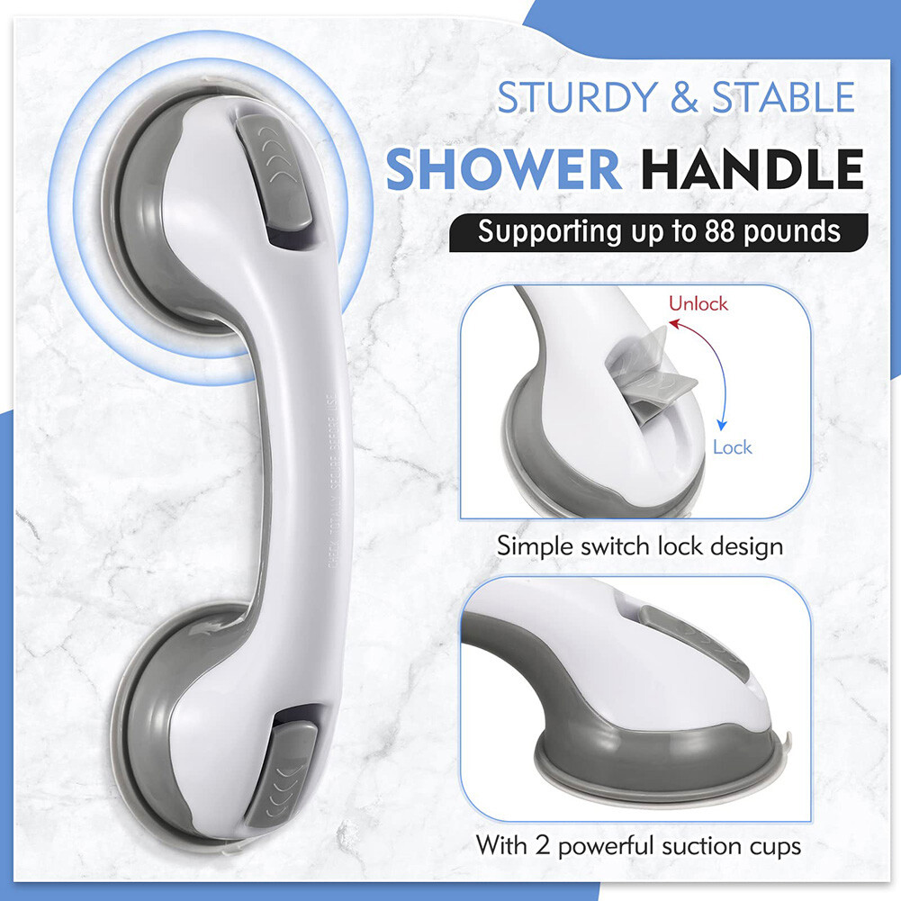 12inch Shower Handle Strong Hold Suction Cup Grab Bars Safety Hand Rai Bathroom