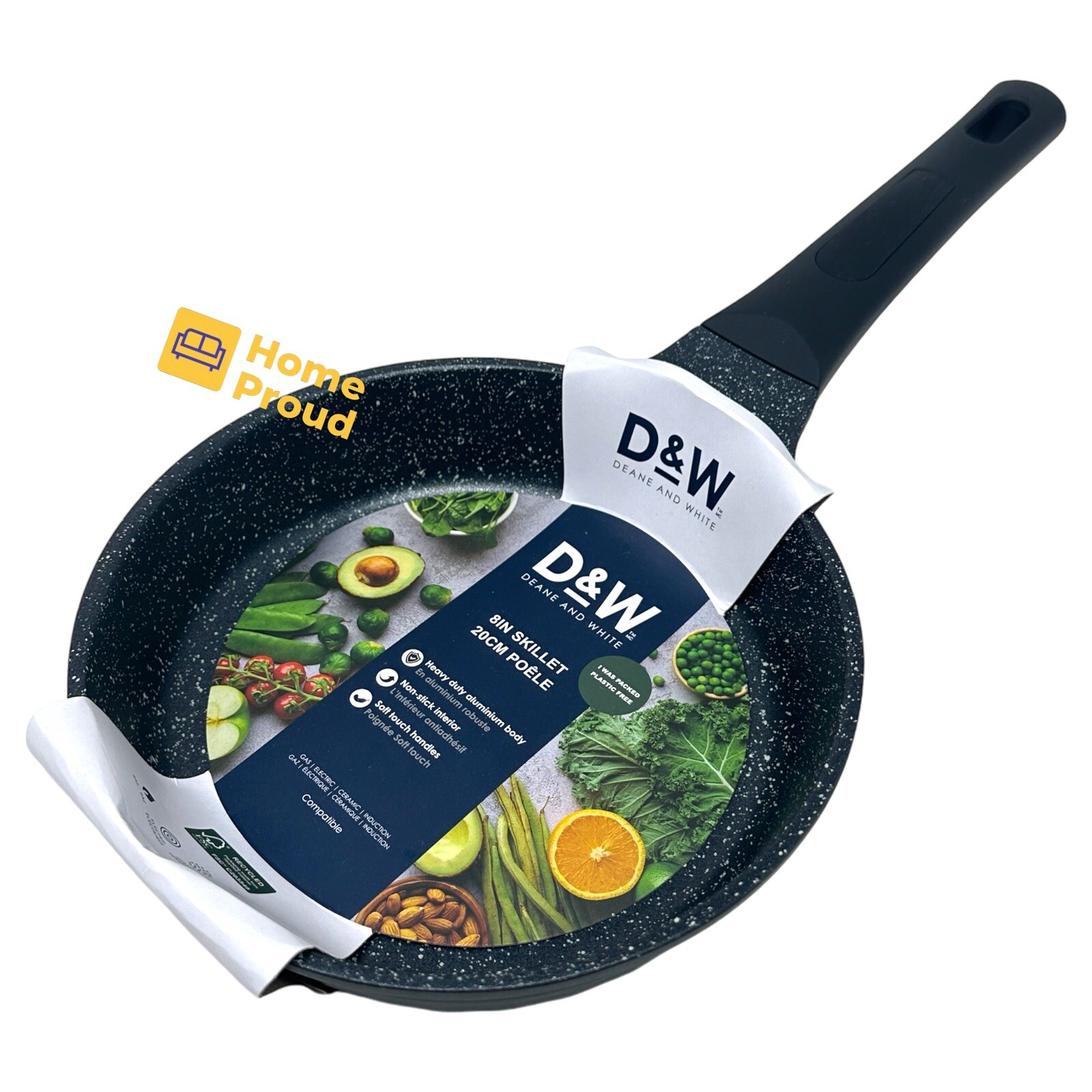 D&W Frying Pan Nonstick FRY Skillet 8 inch Deane&White Premium Kitchen Cookware