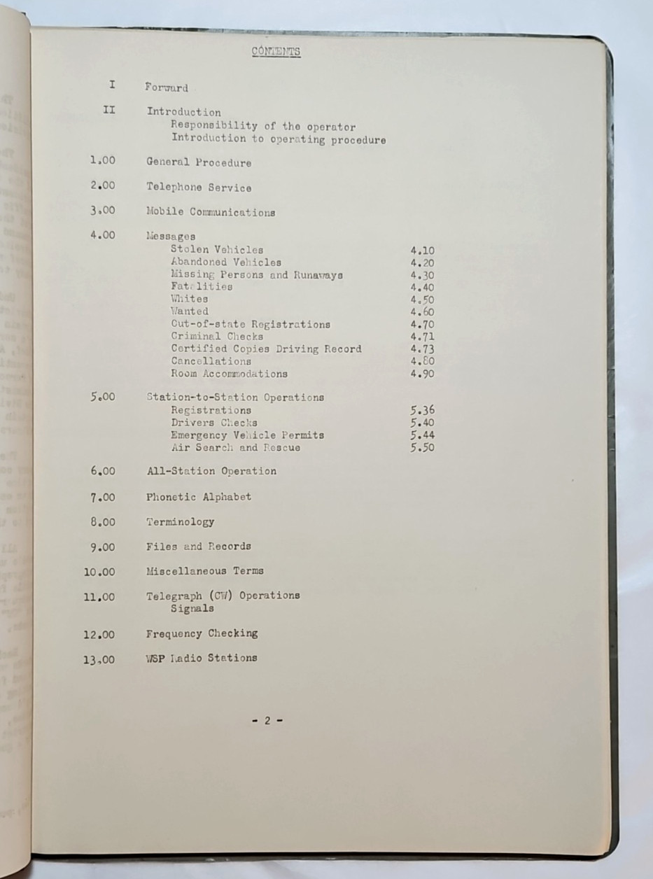 Washington State Patrol, Official 1947~48 Edition Radio Operator's Manual 46pg.
