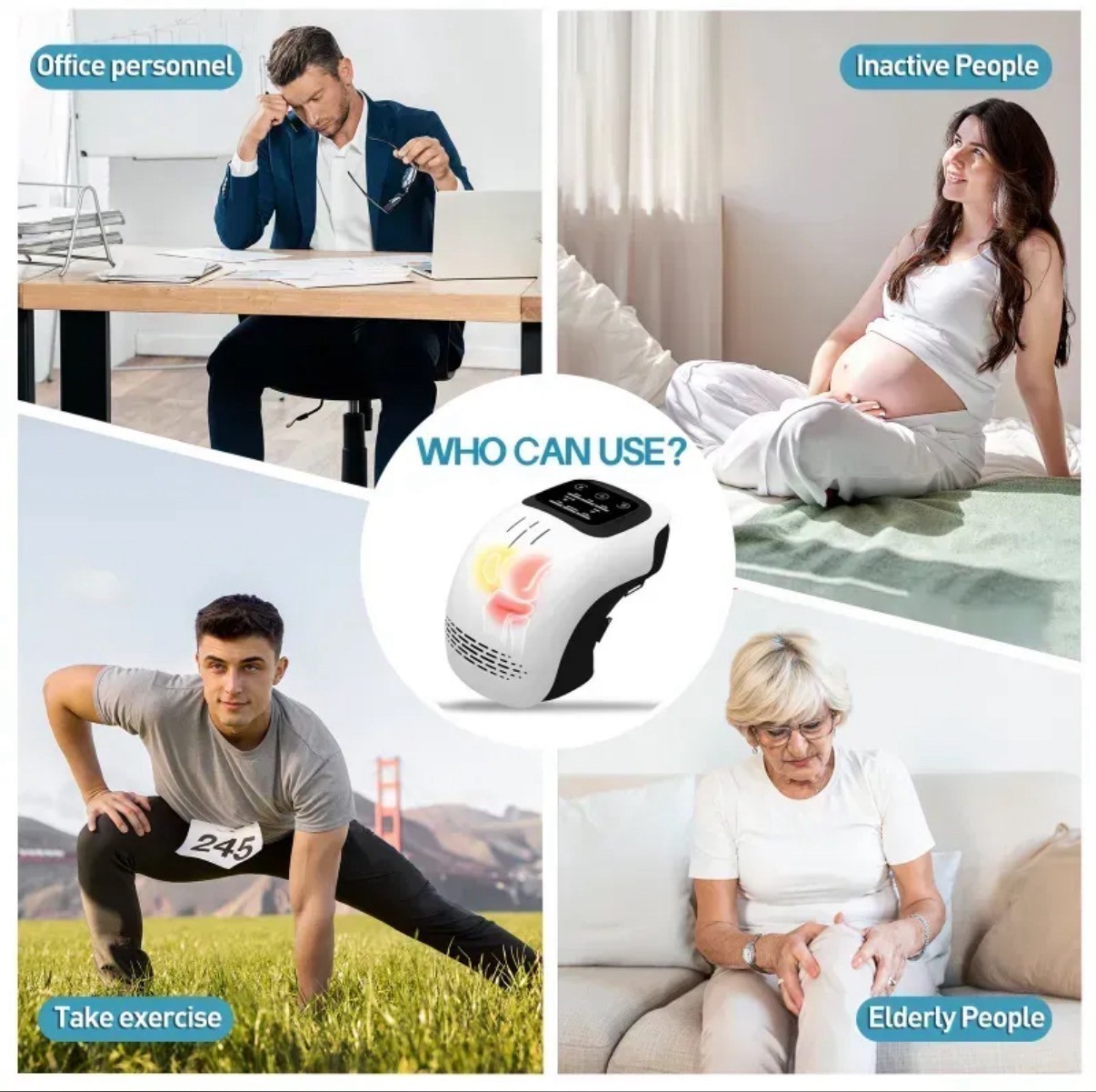 Open Box - Cordless Knee Massager Heated Vibration Therapy W/ LED Screen Gift