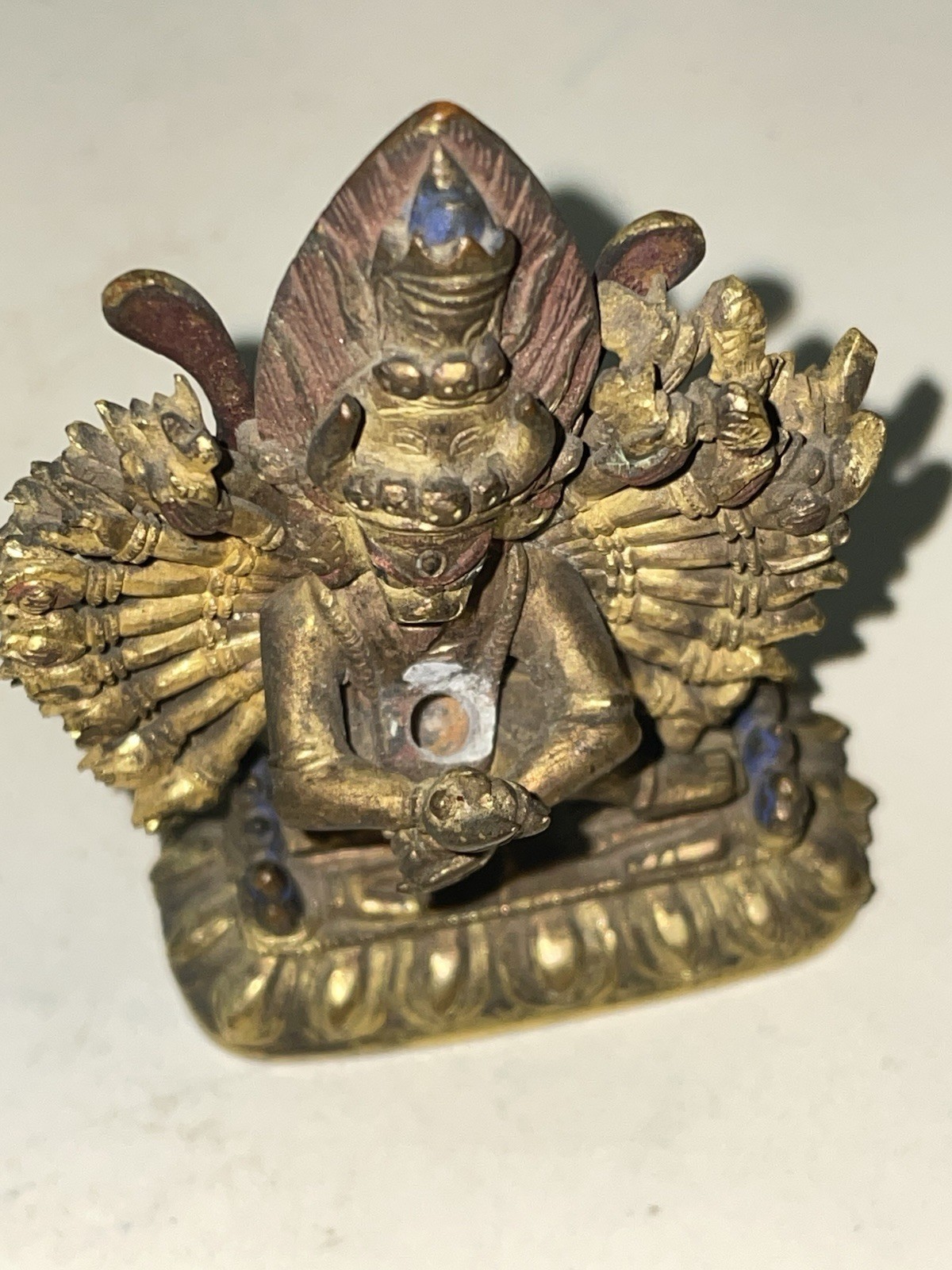 18th C. Sino-Tibetan Gilt Bronze Yamantaka God 2.5” FREE SHIPPING