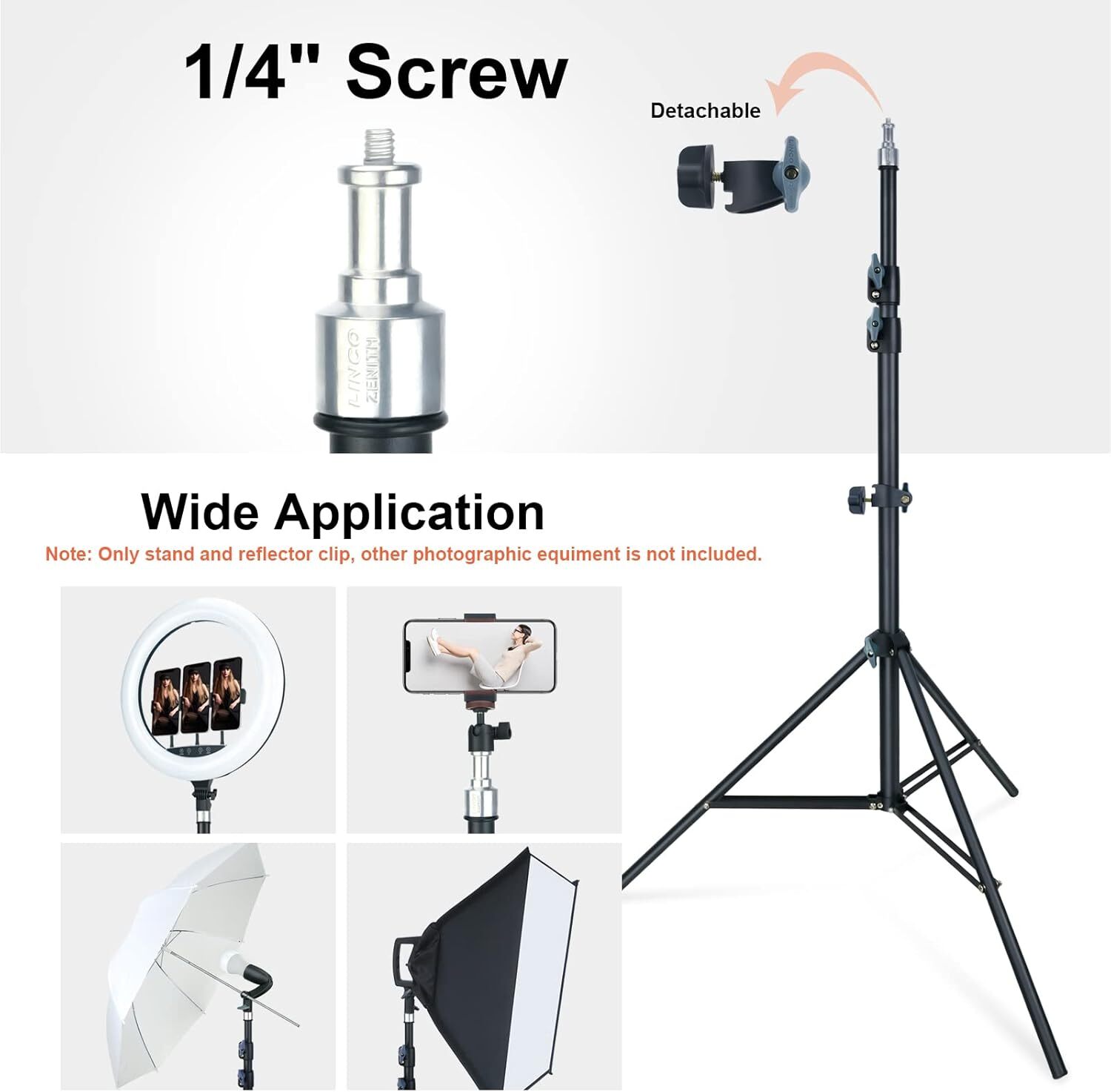 LINCO 90" Light Stand Tripod w Reflector Disc Holder Clip for Reflector Diffuser