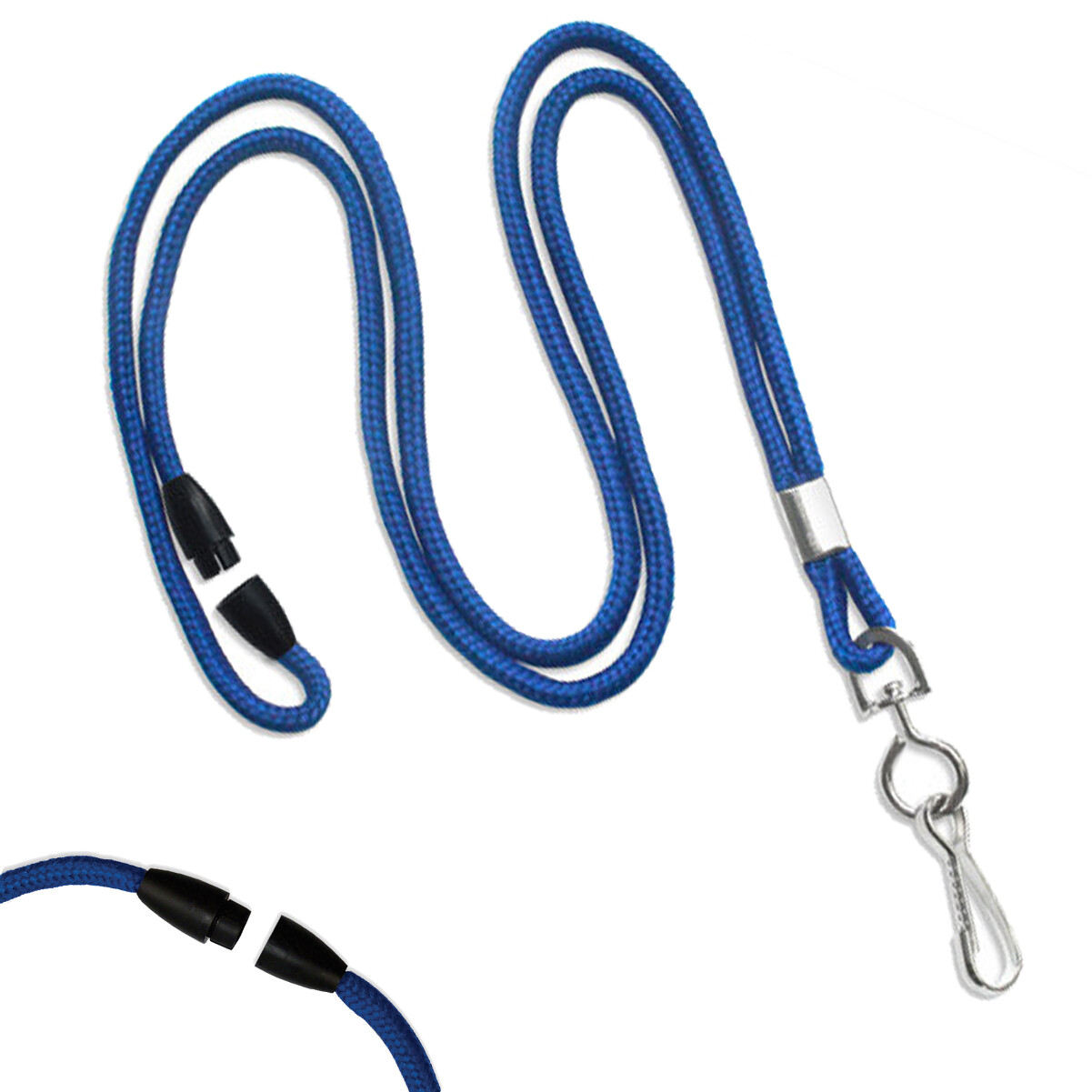 Round Breakaway Lanyard with Swivel Hook - Thin Neck Cord for ID Badge & Keys